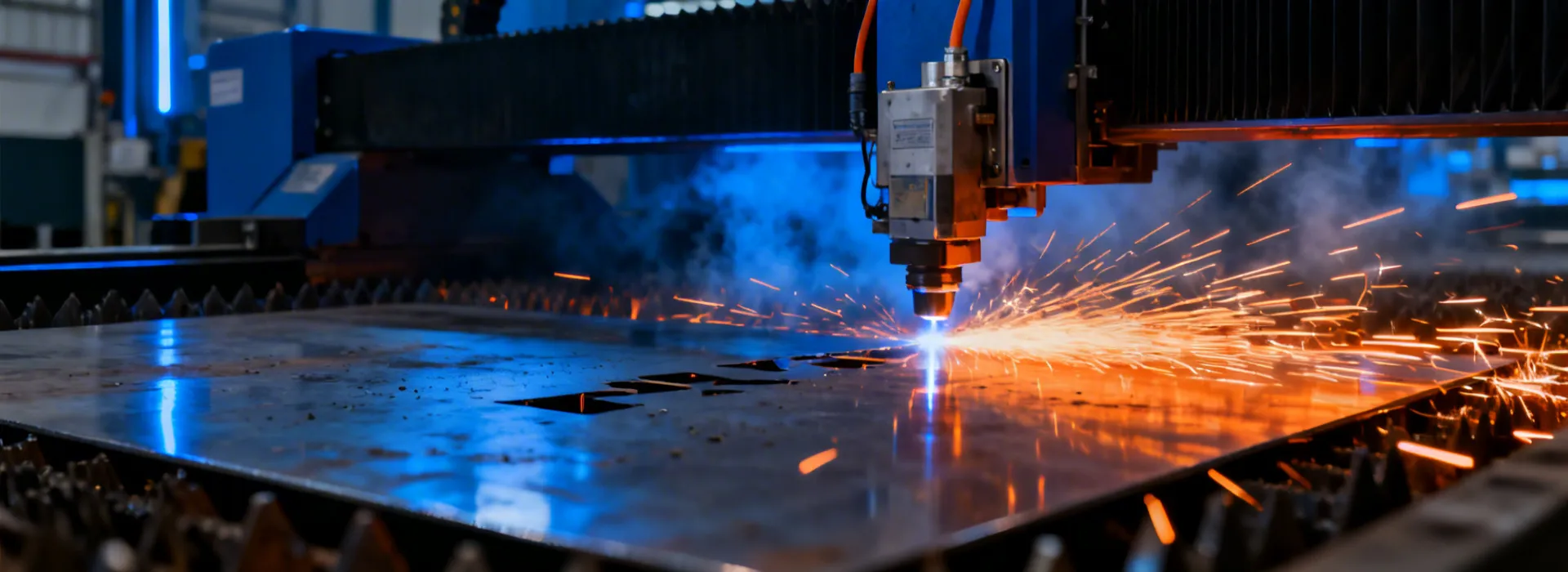 JPT-Chat fiber laser cutting machine processing steel plate with precision